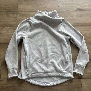 Athleta Sweater Womens Medium Gray Cozy Karma II Mock Neck  Thumb Holes Pullover